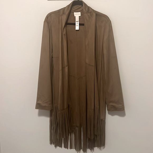 Chico’s Jacket Wrap with Fringe, Size 2 (L/12) - Picture 8 of 10